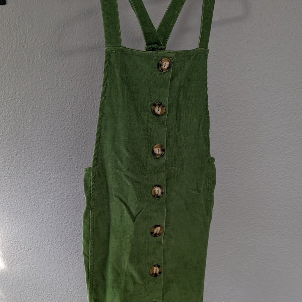 Green courderoy overalls dress